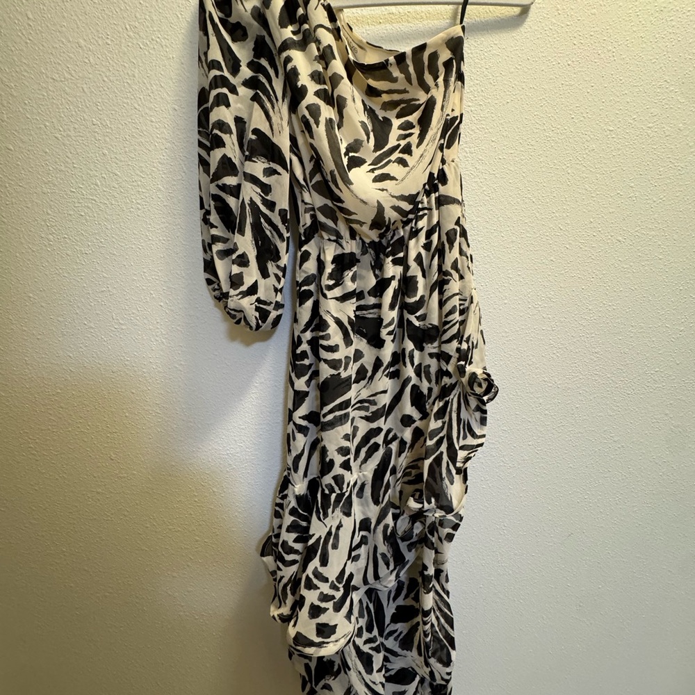 Alexis Black and Cream Asymmetrical Dress